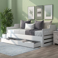 Canapé-lit double moderne rétractable avec tiroirs de rangement, en bois massif, lit double superposé pour enfants, gain de place