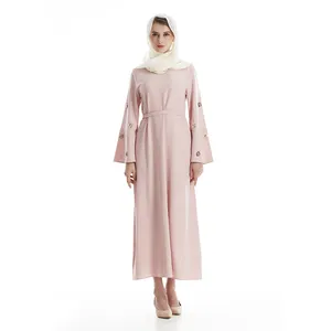 Wholesale Muslim Women Dress Pink Turkish Long Dress Islamic Women Dubai Abaya