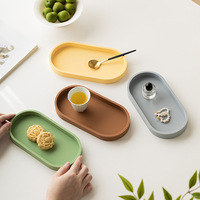Plateau de rangement ovale en silicone, étanche, pour savon, lotion, parfum, pour salle de bain, bureau