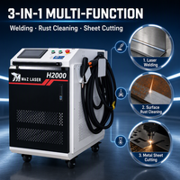 Mesin Pembersih Pemotong Pengelasan Laser Genggam Berpendingin Air 2000W untuk Pengelasan, Pembersihan, dan Pemotongan Baja Tahan Karat dan Aluminium 3-In-1