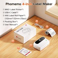 Imprimante d'étiquettes thermiques portable sans fil Phomemo M421, compatible avec les téléphones IOS et Android, largeur de 1,57 à 4 pouces, pour une utilisation à domicile ou au bureau