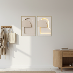 Quadro su Tela Minimalista Geometrico con LED, Arte Moderna per Soggiorno, Grande Dipinto da Appendere - Product Image 1