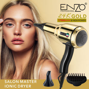 Asciugacapelli Professionale Portatile <span class=keywords><strong>ENZO</strong></span> ad Alta Potenza con Funzione Ionica e Ugello Metallico ad Alta Velocità per Uso Domestico e in Auto - Product Image 2