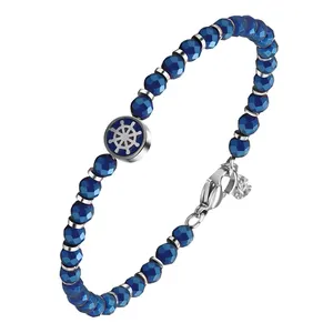 Fornitore OEM bracciale con perline di ematite bracciale a catena in acciaio inossidabile uomo e donna