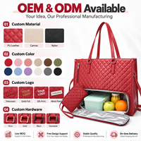 Sac Isotherme Portable Grande Capacité en PU de Haute Qualité avec Fermeture Éclair – Style Vintage Tendance pour Femmes, Idéal pour le Travail, les Pique-niques et les Affaires