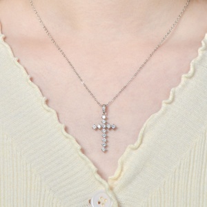Minimalist 14k Gold Filled Eco-friendly Copper Claw Setting 2.8mm Zircon Jewelry Dainty Layered <b>Cross</b> Pendant Necklace for Women - Product Image 5