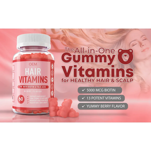 โรงงานผลิตวิตามินกัมมี่สำหรับผม เล็บ และผิวหนัง สูตรไบโอตินและกรดโฟลิก รับผลิตแบบ OEM/ODM และฉลากสินค้าส่วนตัว - Product Image 4