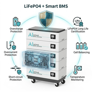 แบตเตอรี่ลิเธียมไอรอนฟอสเฟต (LiFePO4) แบบต่อพ่วงได้ 51.2V ความจุ 100Ah 200Ah สำหรับระบบโซลาร์เซลล์บ้าน - Product Image 4