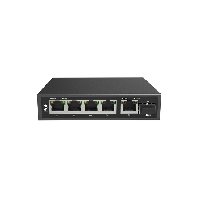 T High Power 90W Ethernet 4 Port Rack Mount Rj45 POE Switch Gigabit Network Switches Audio Network System with 10/100/1000Mbps