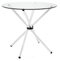Mobilier de salle à manger Mobilier de salon moderne Fer forgé blanc Pieds croisés Table basse ronde en verre