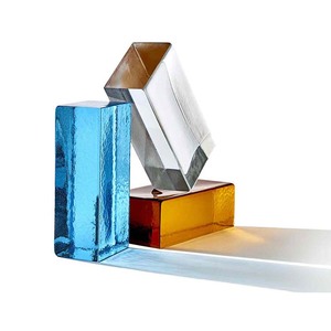 Sapphire/Vàng Hổ Phách Màu Kính Gạch Tường Phân Vùng Tinh Thể Rõ Ràng Khối Gạch Cho Showcase Rắn Xây Dựng Gạch Kính - Product Image 1