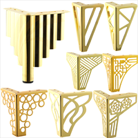 Extensions de jambes de canapé couleur or fleur jambes de canapé de meuble motif fleur européenne triangle jambes de meuble or canapé en métal