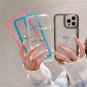 Funda de teléfono acrílica transparente al por mayor de fábrica para <span class=keywords><strong>iPhone</strong></span> 16 15 14 13 12 11 Pro Max XS XR 8 Plus con botones de metal - Product Image 3