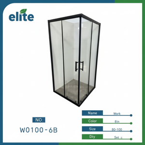 Pare-douche moderne en verre Plateau rectangulaire de 8mm d'épaisseur avec cadre noir Style droit étanche pour rénovation de salle de bain - Product Image 1