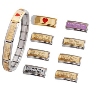 Italian Modular Charm Bracelet Stainless Steel Detachable Links Heart Letter Design Gift For Couples Or Best Friends - Product Image 2