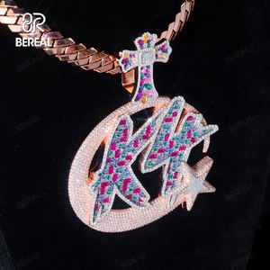 Colgante de Letra con Diamantes Cultivados en Laboratorio de Color VVS de Lujo, Certificado IGI, Cadena de Plata 925 Personalizada, Joyería Hip Hop para Hombre - Product Image 2