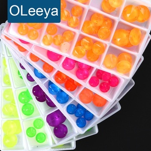 Strass à coudre OLeeya de qualité supérieure, cristaux ronds Rivoli, couleurs néon fluorescentes, tailles assorties, strass à coudre pour robe - Product Image 1