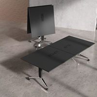 Table de conférence pliable en bambou long, avec roulettes épaissies, design moderne et minimaliste, mobilier de bureau haut de gamme, pieds en métal