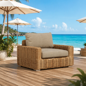 Bộ bàn ghế <span class=keywords><strong>sofa</strong></span> ngoài trời bằng mây nhựa khung nhôm hiện đại cho biệt thự, ban công, sân vườn, căn hộ. - Product Image 1