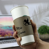 Vente chaude Personnalisé Tasse À Café En Similicuir Manchon Titulaire Réutilisable Coloré En Cuir Pu Porte-Gobelet
