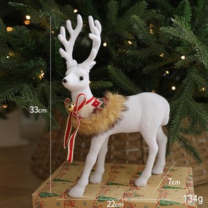 Figura de Reno blanco de estilo nórdico, decoración navideña elegante con campana de cinta para ambiente festivo - Product Image 5