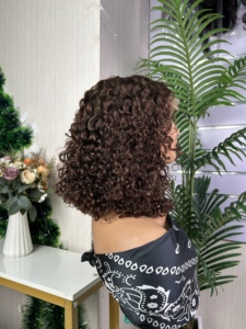 100% Raw Human Hair High Density 5*5 closure water /curly <b>bob</b> <b>wig</b> - Product Image 5