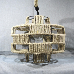Rustic Hemp Rope Chandelier Round E27 Led Edison Bulb For <b>Dining</b> Room Cafe Bar Decorative Pendant <b>Light</b> - Product Image 2