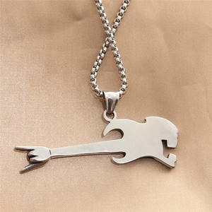 Collar con Colgante de Guitarra de Acero Inoxidable, Estilo Punk Retro para Hombre, Forma de Animal, Joyería de Regalo 190564 - Product Image 2
