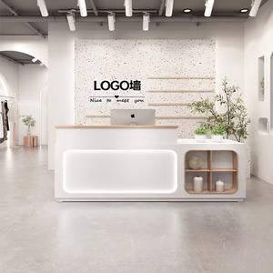 Mobili per Salone Commerciale a Forma di L in Stile Crema, in MDF, Completamente Arredati, Design Moderno e Semplice, per Negozio di Animali, Piccolo Bar, Cassa, Abbigliamento Donna - Product Image 6