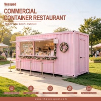 Conteneur maritime moderne en acier galvanisé et thermolaqué de 20 pieds et 40 pieds, transformé en bar, restaurant extérieur, café ou kiosque, à vendre