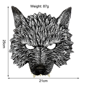 PU Wolf Mask <strong>Halloween</strong> Half Face <strong>Werewolf</strong> Mask Animal Masquerade Mask for Cosplay <strong>Costume</strong> - Product Image 2
