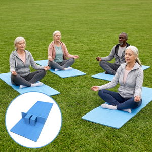 Tapis de yoga pliable rectangulaire en EVA, épaisseur 6 mm, utilisation universelle, couleur bleue, tapis d'exercice pour la méditation, la pratique en extérieur et en intérieur - Product Image 1