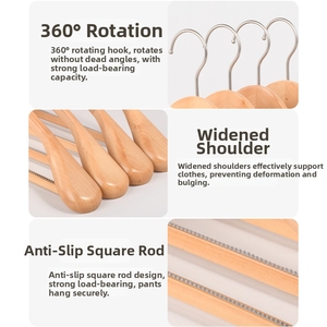 Cintres en <span class=keywords><strong>bois</strong></span> massif antidérapants à finition mate <span class=keywords><strong>de</strong></span> 5,5 cm <span class=keywords><strong>de</strong></span> large avec crochet rond <span class=keywords><strong>pour</strong></span> manteaux – Cintres robustes <span class=keywords><strong>pour</strong></span> vêtements - Product Image 4