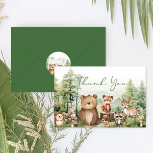 Factory Wholesale <strong>Green</strong> Forest Animal Watercolor Handwritten Blessing Card Eco Friendly Offset Printing Thank You Paper Card - Product Image 2