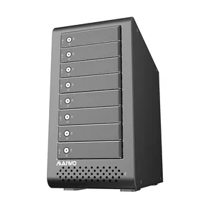 Caja de aluminio de 8 bahías, 2,5 "/3,5" SATA / SAS HDD/SSD RAID, con Thunderbolt 3 puertos x 2 y tarjeta de matriz