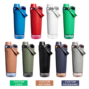 Botella Mezcladora de Proteínas de Acero Inoxidable con Logotipo Personalizado, Botella Mezcladora de 600 <span class=keywords><strong>ml</strong></span> con Compartimento para Batidos de Proteínas, Libre de BPA, Aislada - Product Image 2