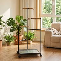 Support de jeu mobile d'intérieur pour perroquet avec plateau et perchoir en corde de sisal naturelle pour ara et calopsitte