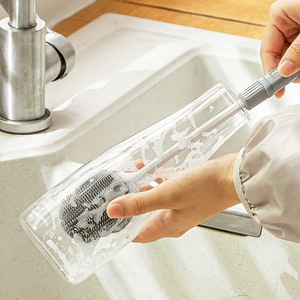 Extendable Silicone Cup <b>Brush</b> Long Handle Grey For Bottle Cleaning Household Use - Product Image 4