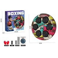 Machine de boxe interactive pour enfants avec 6 cibles en plastique, gants et musique, pour les 3 ans et plus, jouet d'entraînement coloré