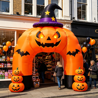 Arche de citrouille gonflable géante pour Halloween, lumières LED, étanche, alimentée par batterie, durable, installation facile pour décorations de vacances en extérieur