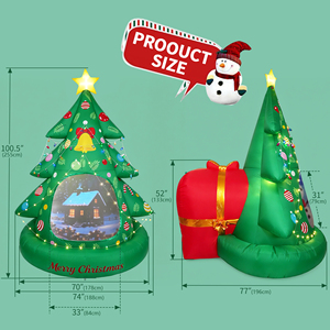 Sapin de Noël gonflable d'extérieur avec projecteur intégré, cabane de neige et guirlandes lumineuses pour la décoration de jardin de Noël - Product Image 4