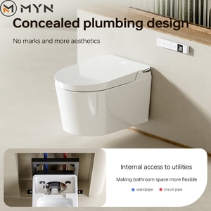 <span class=keywords><strong>Toilette</strong></span> de WC intelligente automatique et intelligente à suspendre au mur blanc de haute qualité Nouveau design Salle de bain en céramique P-Trap <span class=keywords><strong>Toilette</strong></span> murale - Product Image 2