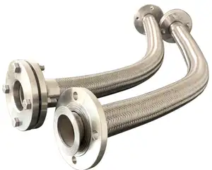 Tuyau en métal tressé avec bride SS 304 / 316 tuyau en métal tressé flexible en acier inoxydable