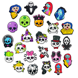 Adornos <span class=keywords><strong>de</strong></span> PVC personalizados para zuecos, dijes para zapatos <span class=keywords><strong>de</strong></span> Halloween, decoraciones <span class=keywords><strong>de</strong></span> calaveras para Halloween, The Nightmare Before Christmas, venta al por mayor a granel - Product Image 1