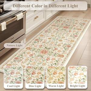KIMODE Tapis de cuisine Farmhouse Tapis 2 pièces anti-fatigue Boho Floral rembourré PP 17 "x 47" + 17 "x 29" Ensembles de cuisine au sol - Product Image 3