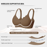 Soutien-gorge d'été respirant sans armatures pour femme grande taille, à effet push-up, design ondulé sans couture, soutien optimal, tailles XL à 6XL, vente en gros sous marque privée