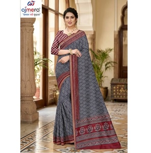 Suti sarees สำหรับผู้หญิงหรูหราการออกแบบคลาสสิกแบบดั้งเดิมสวมใส่ในชีวิตประจำวันปาร์ตี้เทศกาลแห้งเร็วป้องกันแสงแดด - Product Image 5