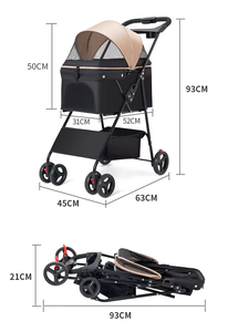 Passeggino per Animali Domestici SK, Carrozzina per <span class=keywords><strong>Cani</strong></span> e Gatti, Trasportino Compatto, Carrello Leggero per Animali, Pieghevole in Metallo per Uso Esterno - Product Image 4