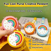 Porte-monnaie en silicone tendance et mignon, bloc de couleur, cœur, arc-en-ciel, dessin animé, étui pour écouteurs, faible MOQ, vente en gros personnalisée pour femmes et enfants