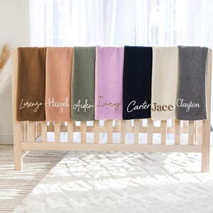 Couverture pour bébé en tricot <span class=keywords><strong>personnalisé</strong></span> avec nom, en coton de bambou biologique 100%, pour garçons et filles - Product Image 2